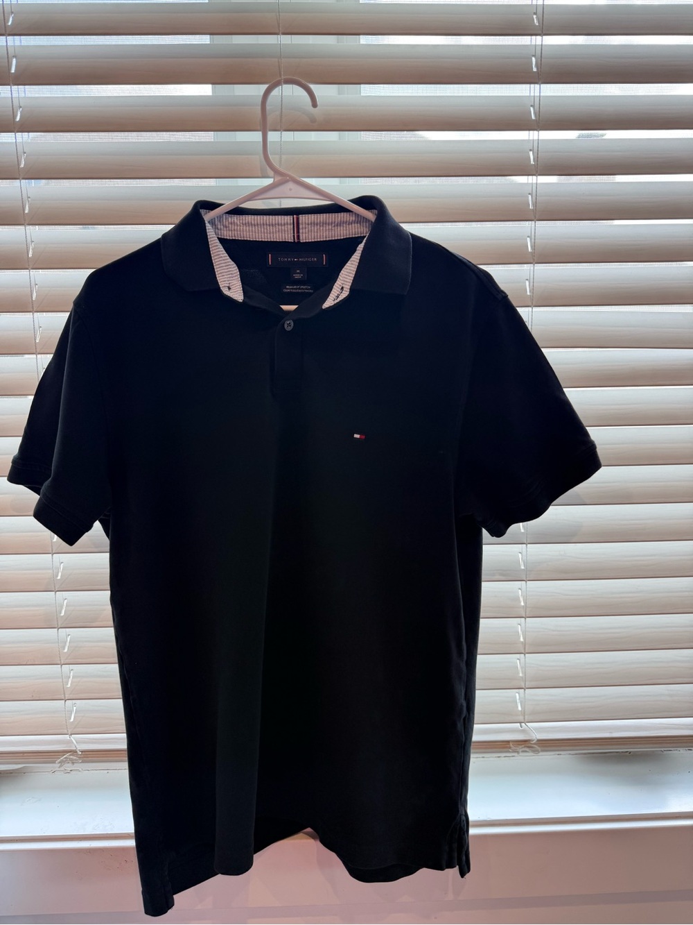 Tommy Hilfiger Black Polo with Contrast Collar